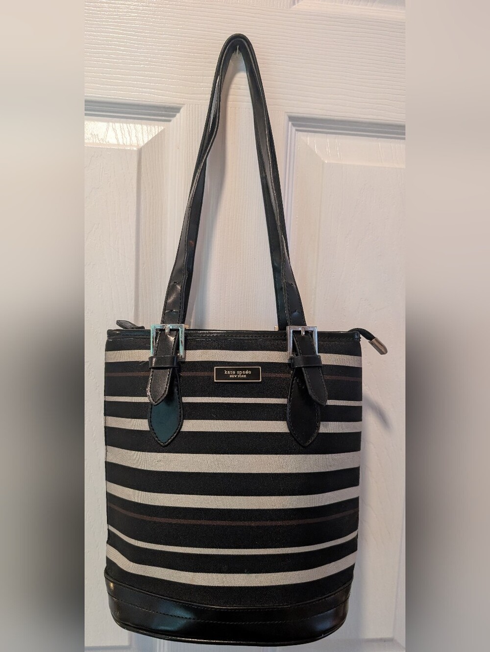 Kate Spade New York Black & Cream Striped Tote Bag